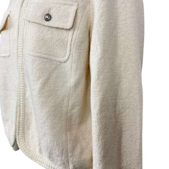 Talbots Ivory Womens Boiled Wool Blend Suit Jacket Blazer Career Classic sz 10 - Picture 9 of 16